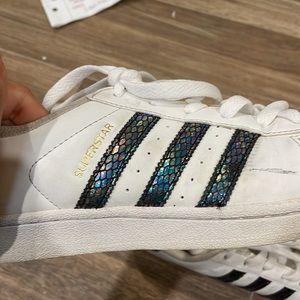 Adidas superstars rainbow mermaid print